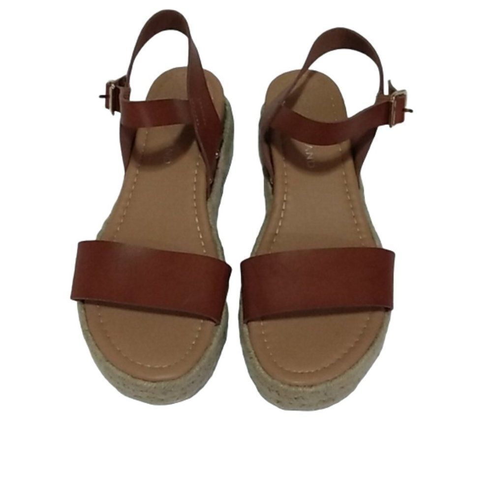 ShoeLand Brown Cork Wedge Sandals Size 7
